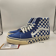 VANS MEN'S 9 SK8-HI CHECKERBOARD SIDEWALL CLASSIC BLUE SKATEBOARD NWOB