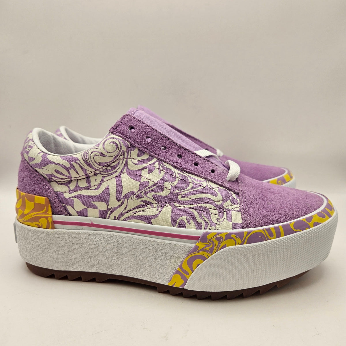 VANS WOMEN'S 6 OLD SKOOL STACKFORM PURPLE PSYCHEDELIC PLATFORM SNEAKERS NWOB