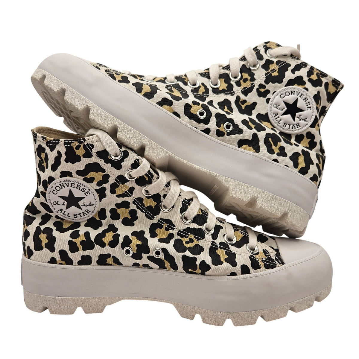 CONVERSE WOMEN'S CHUCK TAYLOR ALL STAR LUGGED HI CHEETAH WHITE BLACK 571250C