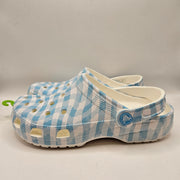 CROCS M6 W8 CLASSIC GINGHAM CLOG BLUE WHITE CHECKERED SLIP ON SHOES NWT