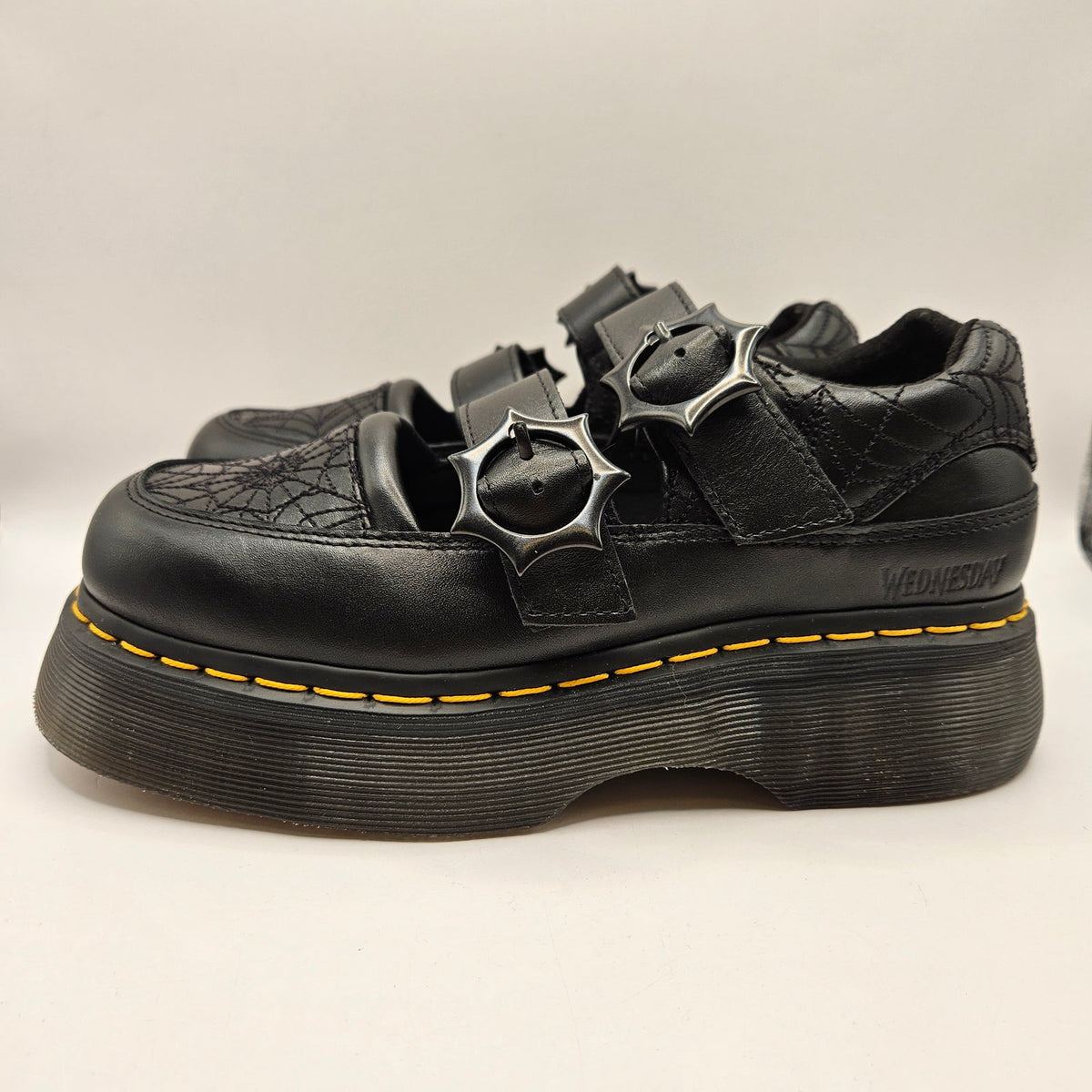 DR MARTENS WOMEN'S 6 WEDNESDAY ADAMS BUZZ MARY JANE BLACK PLATFORM SHOES BLACK