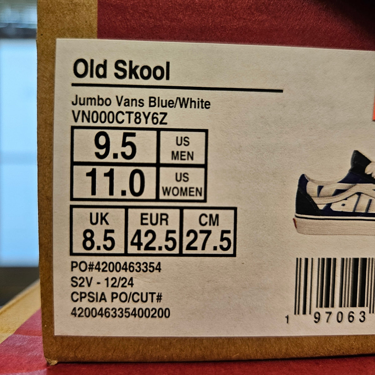 VANS MEN'S 9.5 OLD SKOOL JUMBO VANS BLUE WHITE LOW TOP SNEAKER NIB