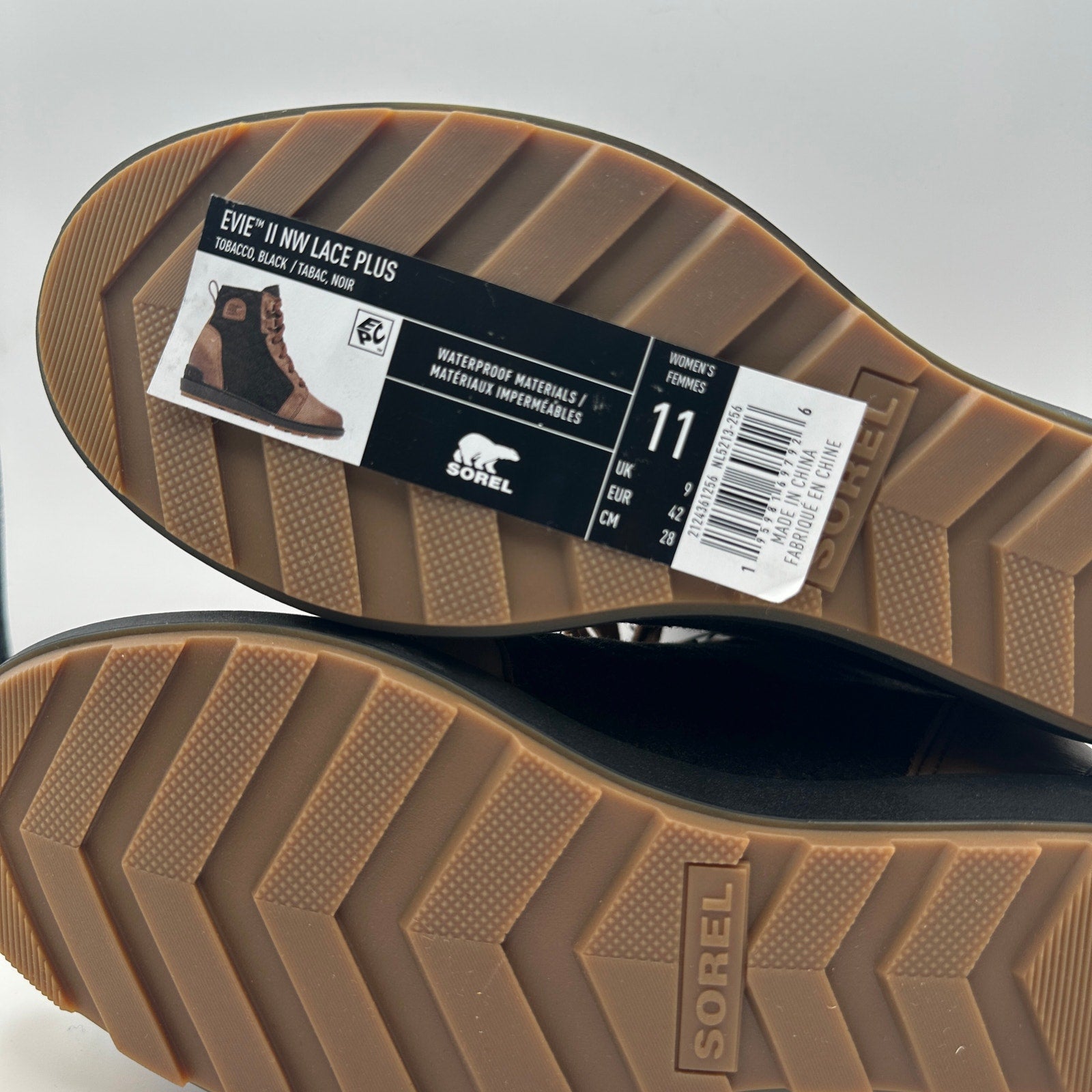 SOREL Women's 11 Evie II Lace Plus WP Tobacco/Black Boots