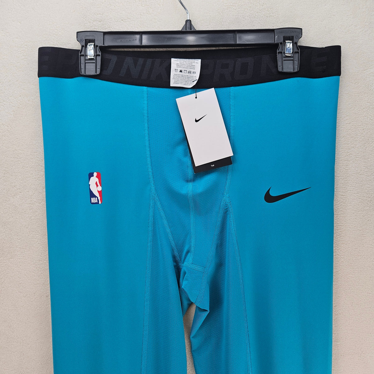 NIKE MEN'S XXL TALL NBA PRO TEAL COMPRESSION TIGHTS PADDED KNEES AA0752-428