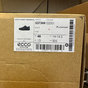 ECCO MEN'S 48 BLACK CLASSIC SNEAKER GENUINE LEATHER LOW TOP NIB RARE