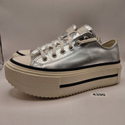 CONVERSE MEN'S 8.5 CHUCK TAYLOR LIFT STACK PLATFORM SILVER METALLIC A16406C