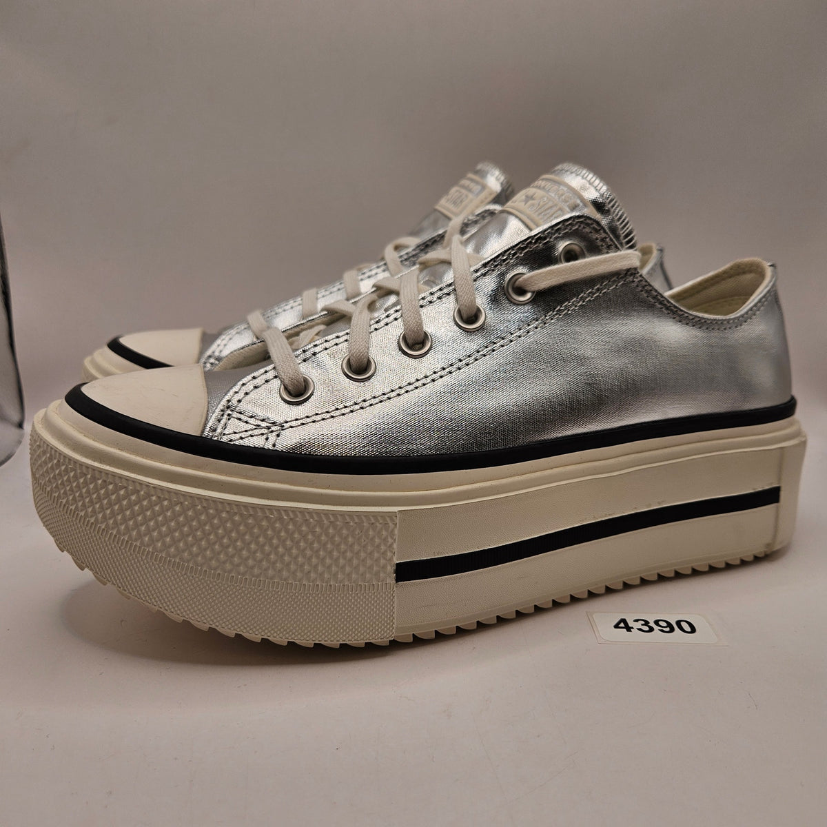 CONVERSE MEN'S 8.5 CHUCK TAYLOR LIFT STACK PLATFORM SILVER METALLIC A16406C
