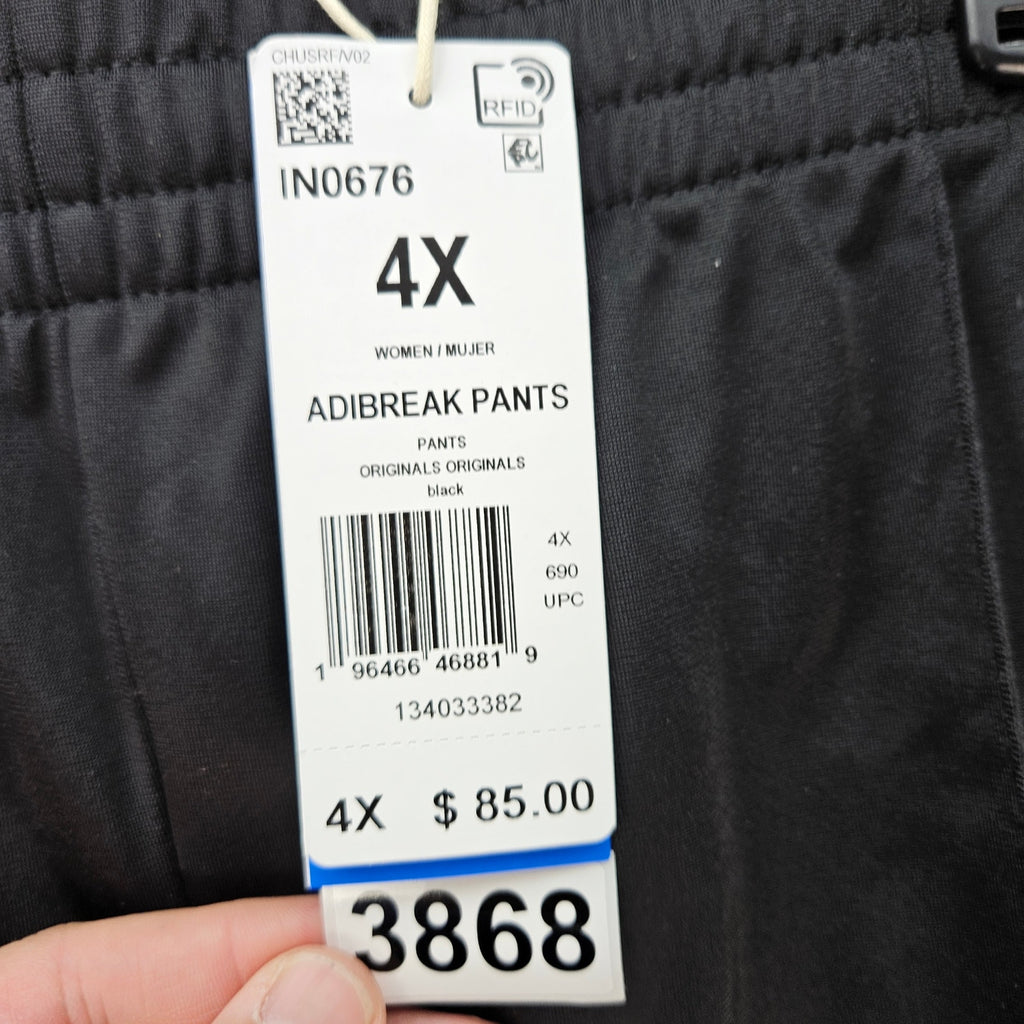 ADIDAS ORIGINALS WOMEN'S 4X ADIBREAK LOOSE TRACK PANTS IN0676 NWT BLACK WHITE