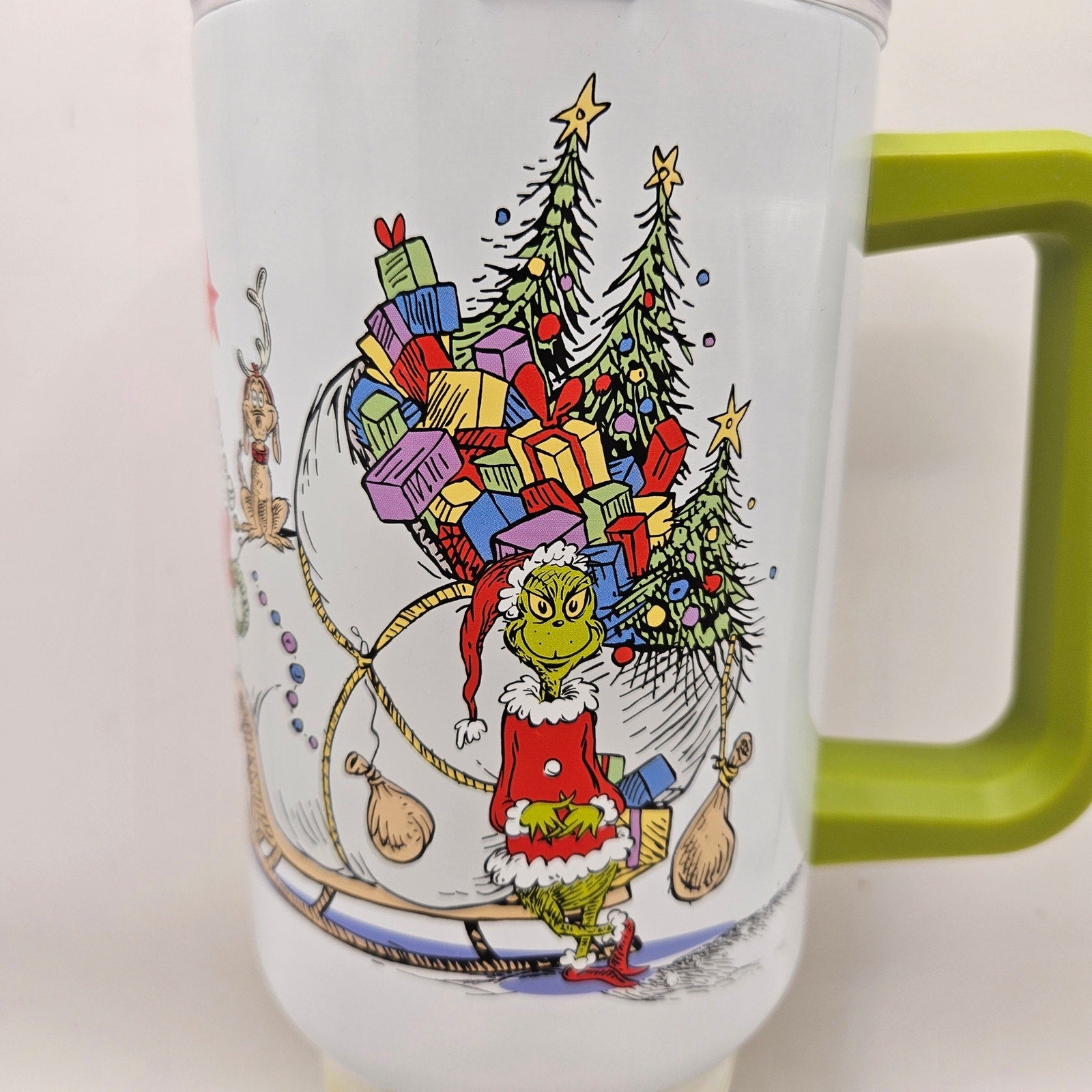 BIOWORLD X DR SEUSS GRINCH 40oz WHITE TUMBLER WITH STRAW CAP STAINLESS STEEL