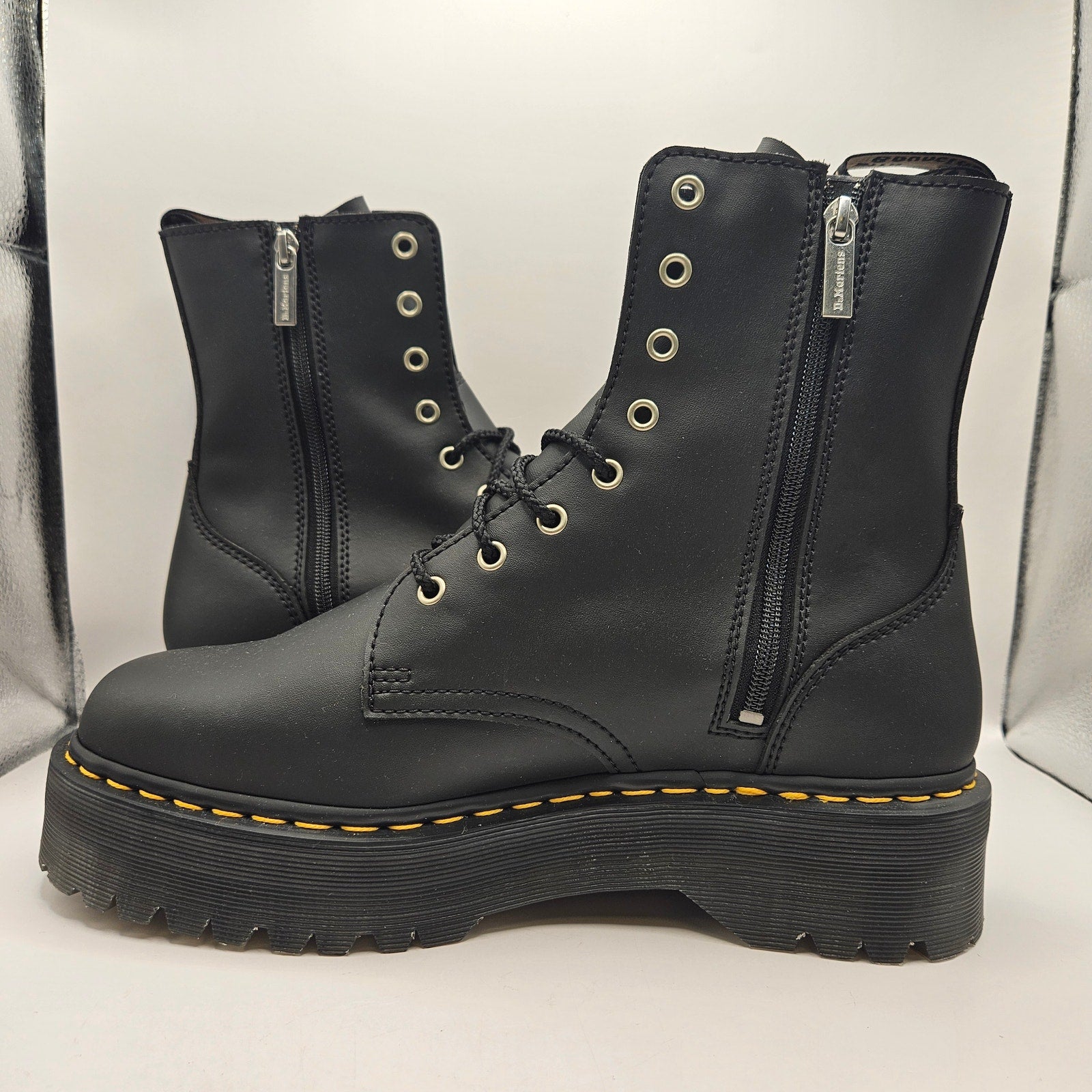 DR MARTENS MEN'S 11 JADON BLACK NAPPA LEATHER PLATFORM BOOTS NWOB