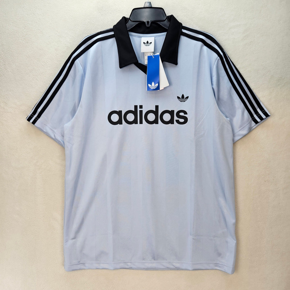 ADIDAS MEN'S LARGE ARCHIVE COLLAR ENGINEERED SKY BLUE BLACK REGULAR FIT KE2453