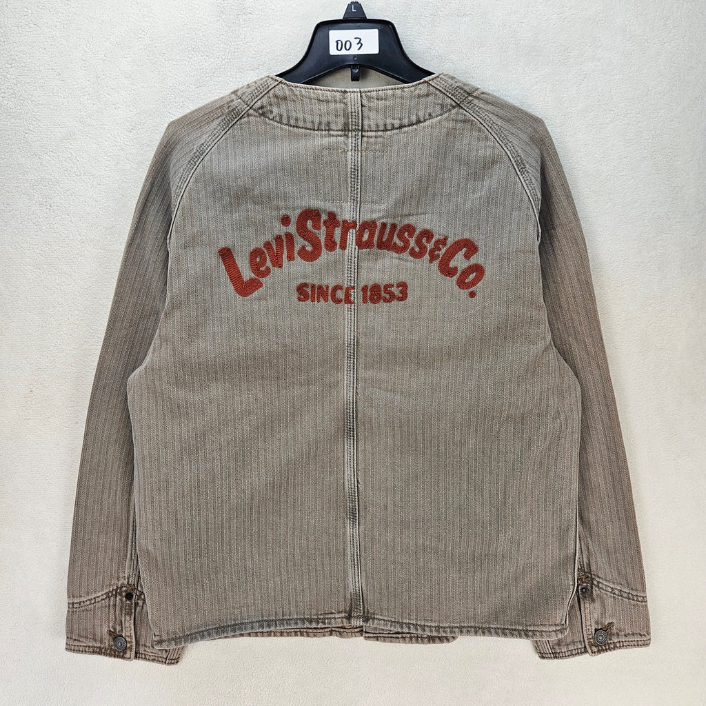 LEVI'S MENS SMALL UNION ENGINEER CARDIGAN UNIFORM BADGE TAN NWT