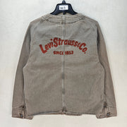 LEVI'S MENS SMALL UNION ENGINEER CARDIGAN UNIFORM BADGE TAN NWT