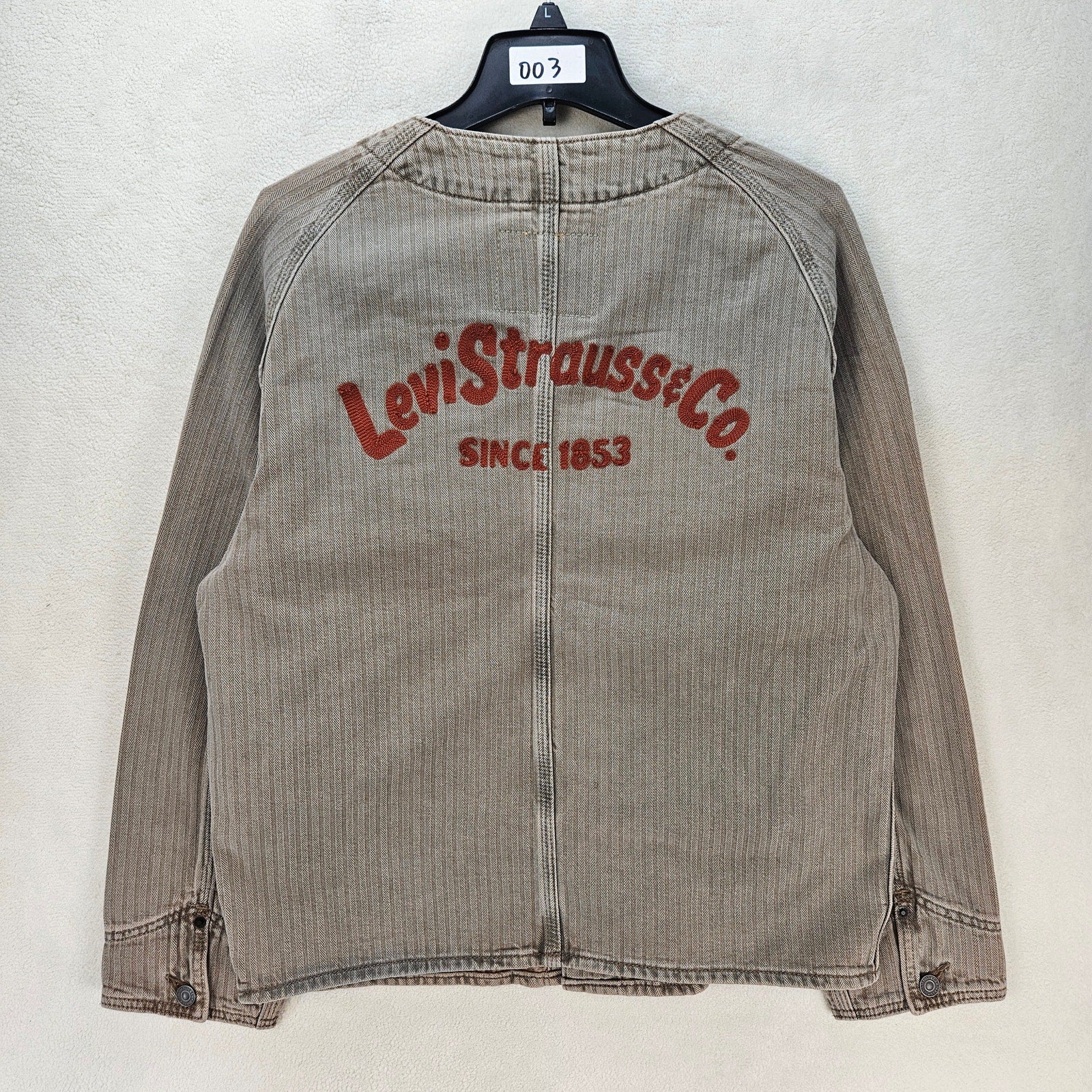 LEVI'S MENS SMALL UNION ENGINEER CARDIGAN UNIFORM BADGE TAN NWT