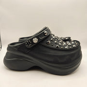 CROCS WOMEN'S 5 BAE STUDDED CLOG BLACK PLATFORM NWOB 211626-001