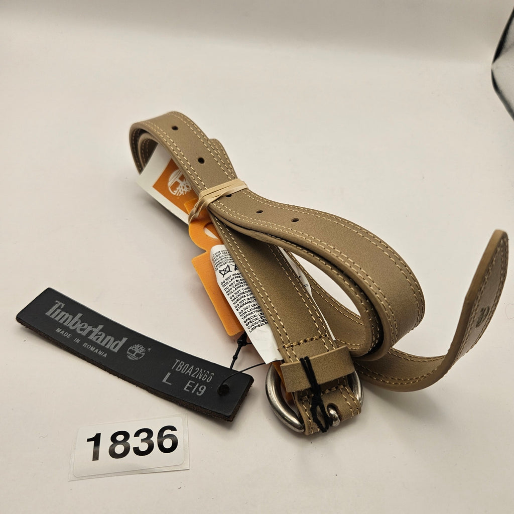 TIMBERLAND WOMEN'S L OVAL BUCKLE BELT BEIGE MADE IN ROMANIA TB0A2N66 EI9 NWT