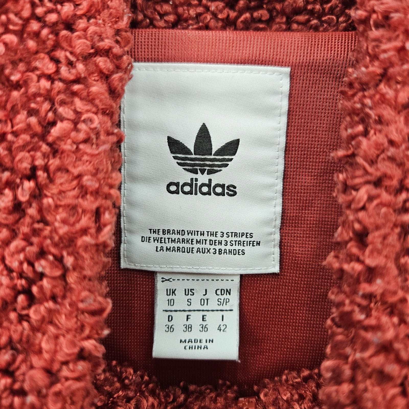 ADIDAS ORIGINALS WOMEN'S SMALL SHERPA FLEECE PULLOVER JACKET BURGUNDY HALF ZIP