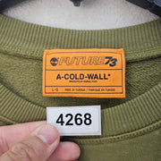 TIMBERLAND X A COLD WALL MEN'S LARGE OLIVE GREEN $350 D CREWNECK SWEATSHIRT