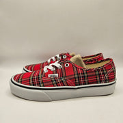 VANS WOMEN'S 6.5 AUTHENTIC LOW TOP SNEAKER PLAID RED NWOB