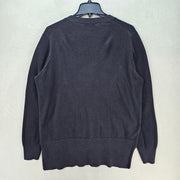 MADEWELL WOMEN'S LARGE BLACK TEXTURED KNIT OPEN FRONT BUTTON CARDIGAN SWEATER