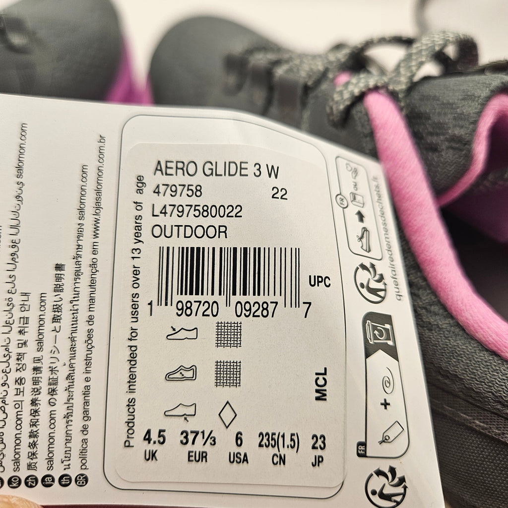 SALOMON WOMEN'S 6 AERO GLIDE 3 W GREY PINK VANILLA ICE RUNNING SHOES NWOB