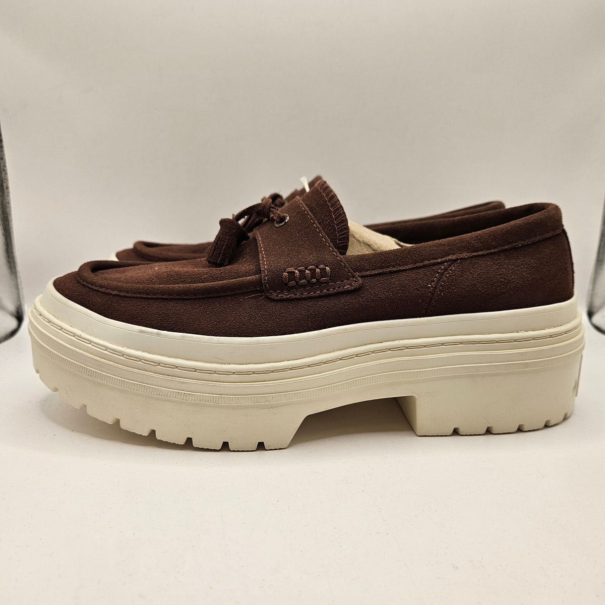 CONVERSE WOMEN'S 11 ALL STAR LUGGED HEEL LOAFER PLATFORM BROWN SUEDE A15552C
