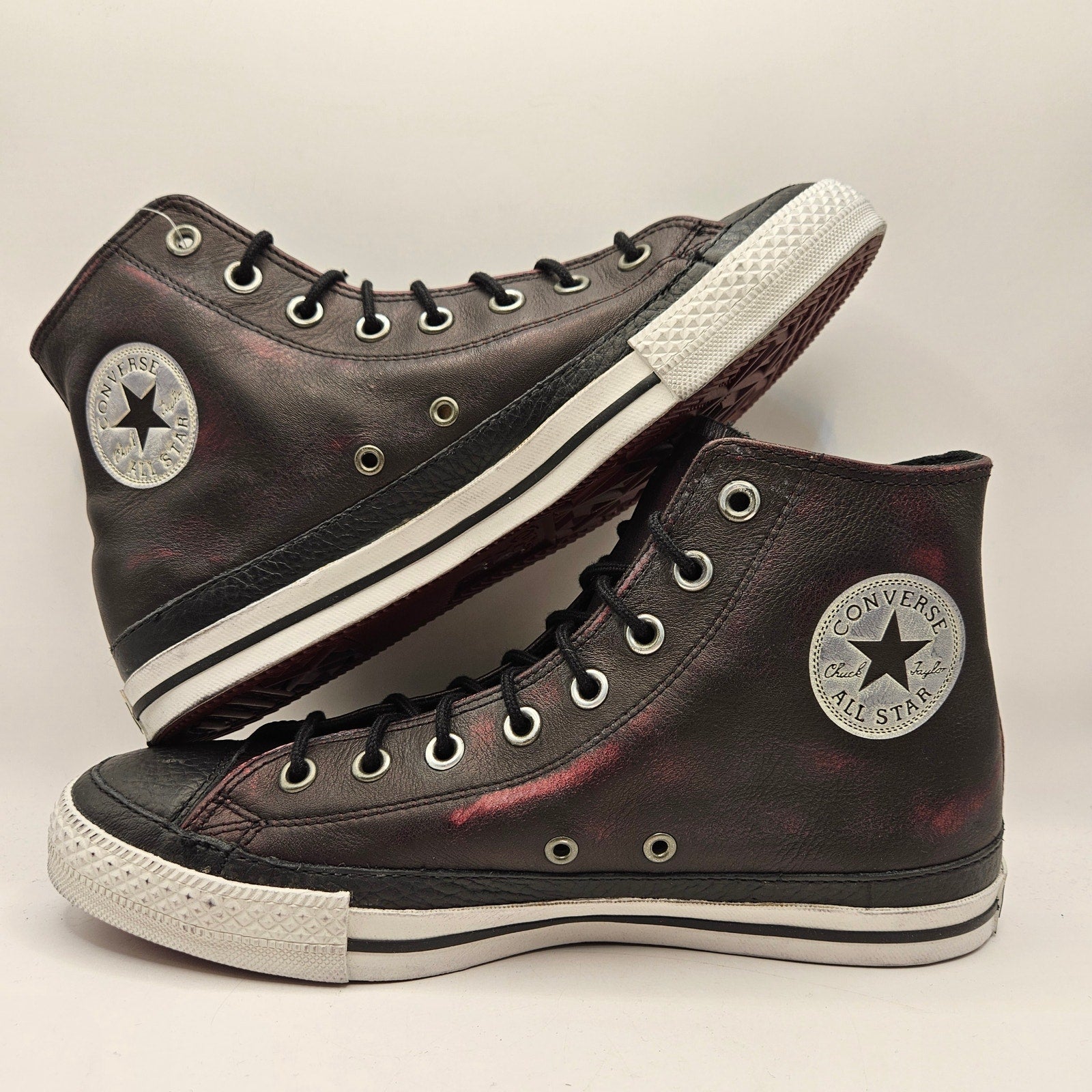 CONVERSE RARE M7.5 W9.5 CHUCK TAYLOR LEATHER HI BLACK CRANBERRY 125569C NWOB