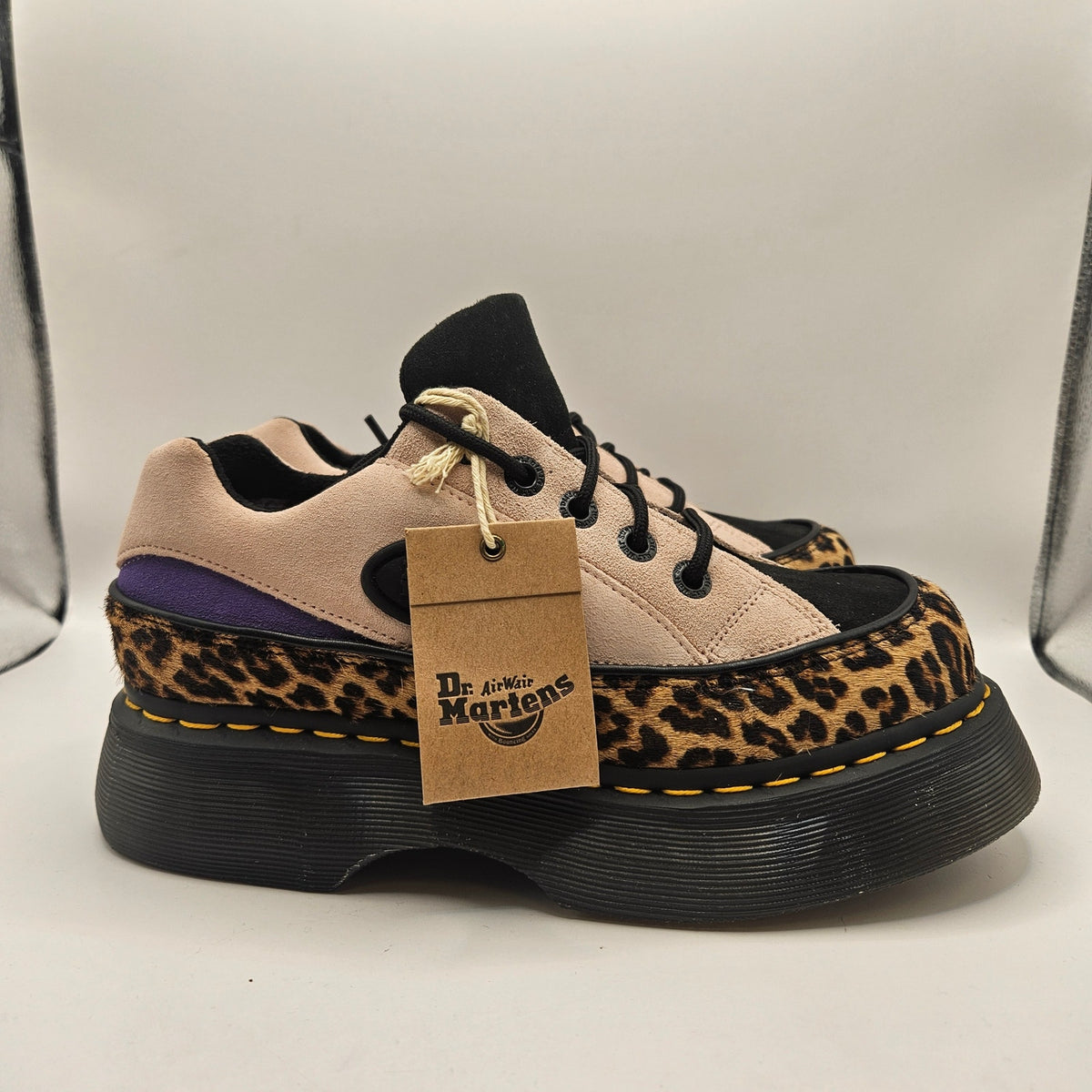 DR MARTENS WOMEN'S 7 BUZZ 5 EYE LEOPARD SUEDE PINK SUEDE PURPLE NWOB