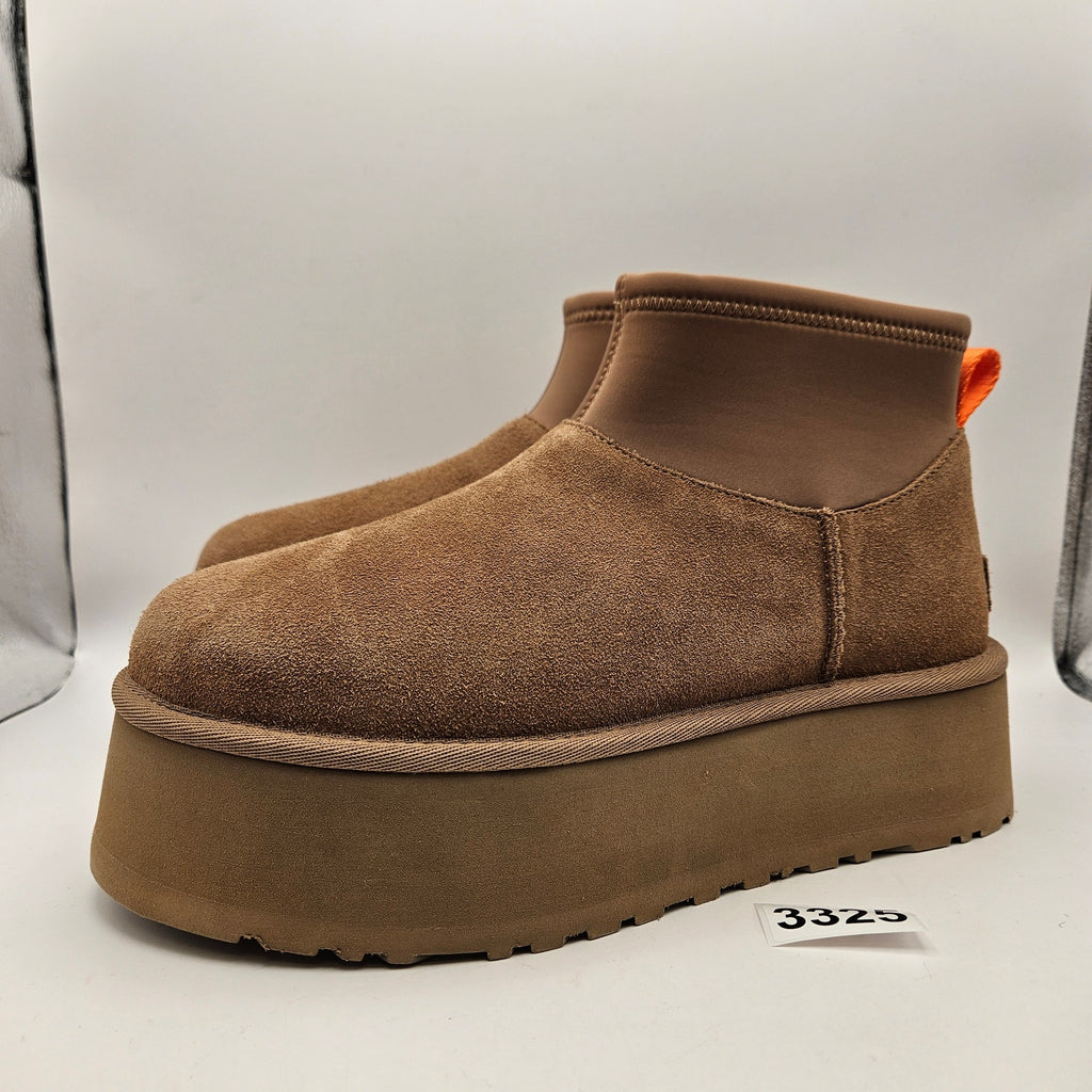 UGG WOMEN'S 9 PLATFORM MINI BOOTS BROWN SUEDE ULTRA MINI 1168170 NWOB