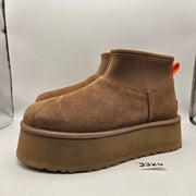 UGG WOMEN'S 9 PLATFORM MINI BOOTS BROWN SUEDE ULTRA MINI 1168170 NWOB