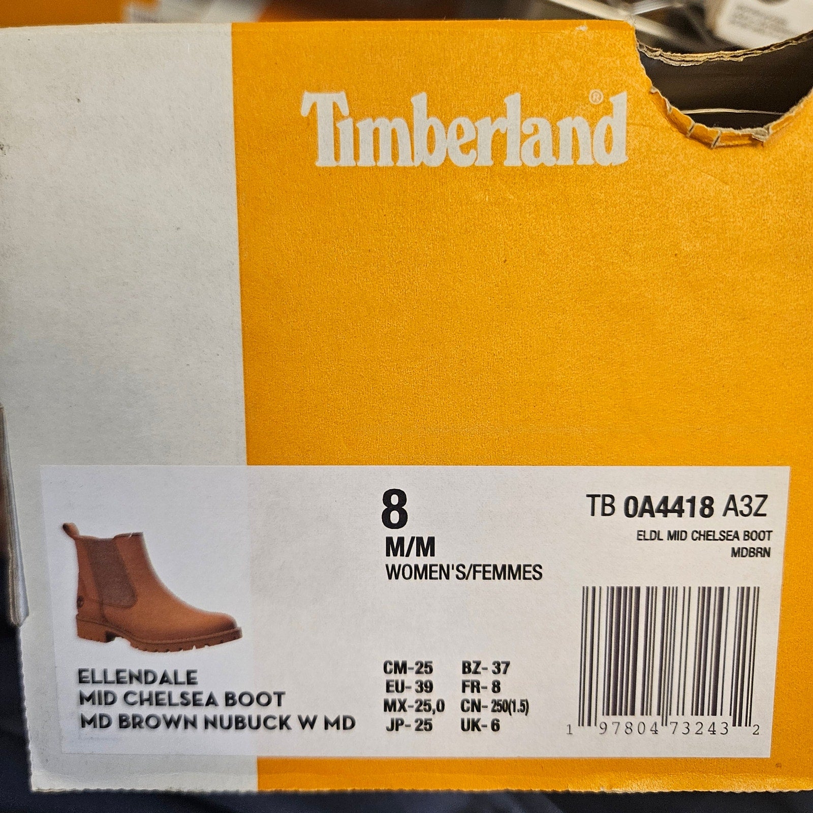 TIMBERLAND WOMEN'S 8 ELLENDALE CHELSEA BOOTS MEDIUM BROWN NIB