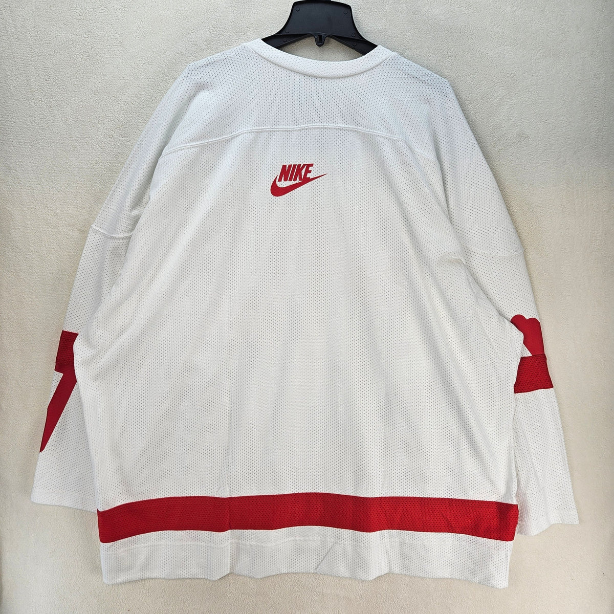 NIKE MEN'S XXL SPORTSWEAR CLUB HOCKEY JERSEY OVERSIZED WHITE RED NWT HV1137-100