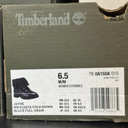 TIMBERLAND WOMEN'S 6.5 JAYNE WATERPROOF TEDDY FLEECE FOLD DOWN BOOT BLACK NIB