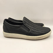 ECCO WOMEN'S EURO 37 SOFT 7 WOVEN FRONT SLIP ON BLACK LIGHTWEIGHT SNEAKER