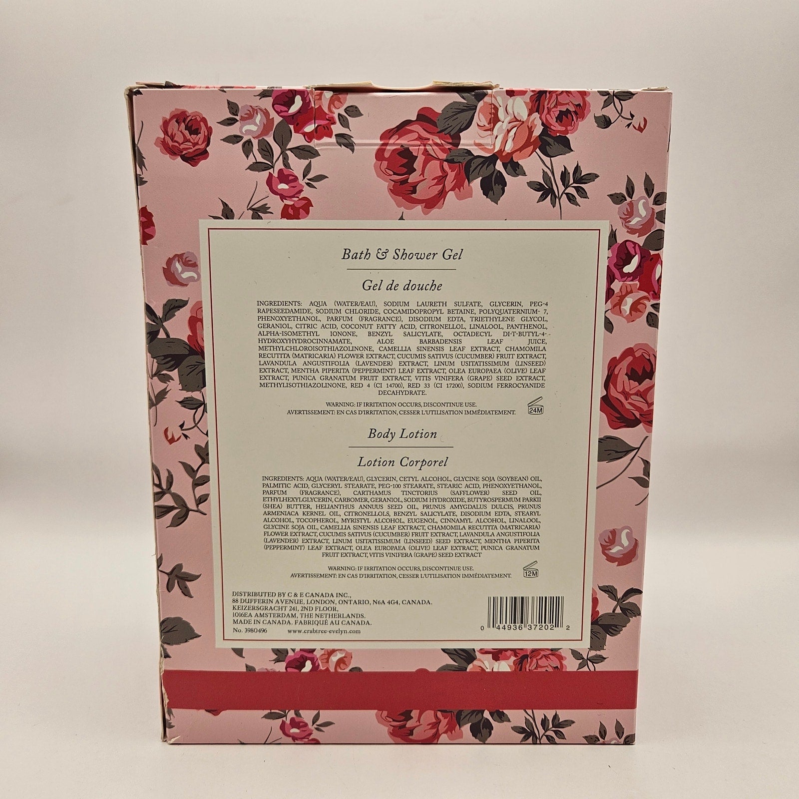 CRABTREE & EVELYN ROSEWATER BODY LOTION + SHOWER GEL COMBO SET 16.9OZ EACH