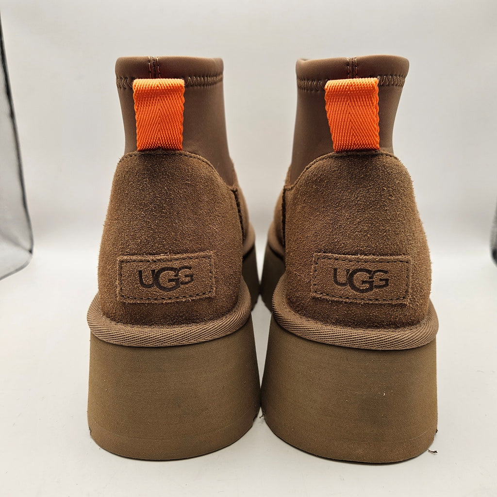 UGG WOMEN'S 9 PLATFORM MINI BOOTS BROWN SUEDE ULTRA MINI 1168170 NWOB