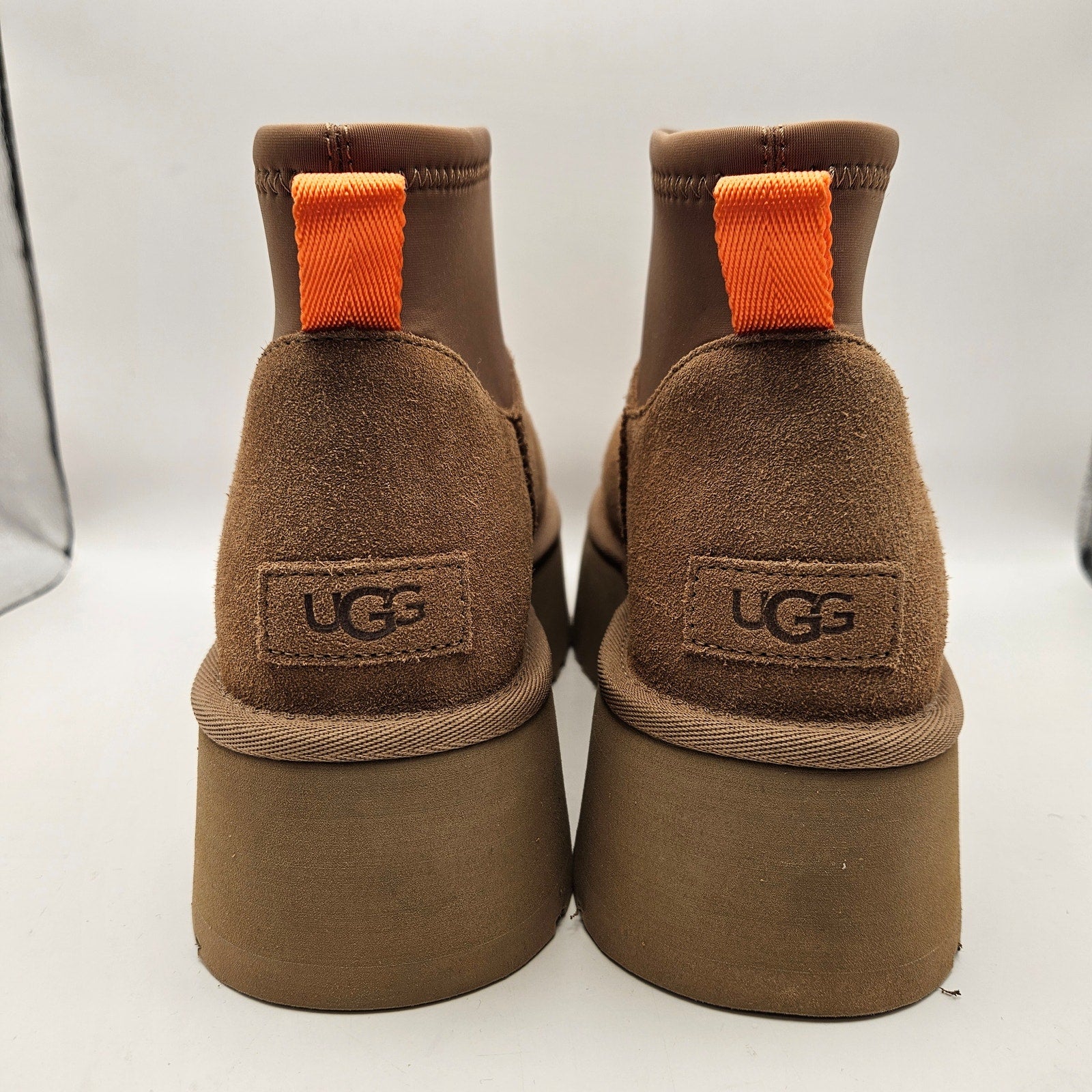 UGG WOMEN'S 9 PLATFORM MINI BOOTS BROWN SUEDE ULTRA MINI 1168170 NWOB