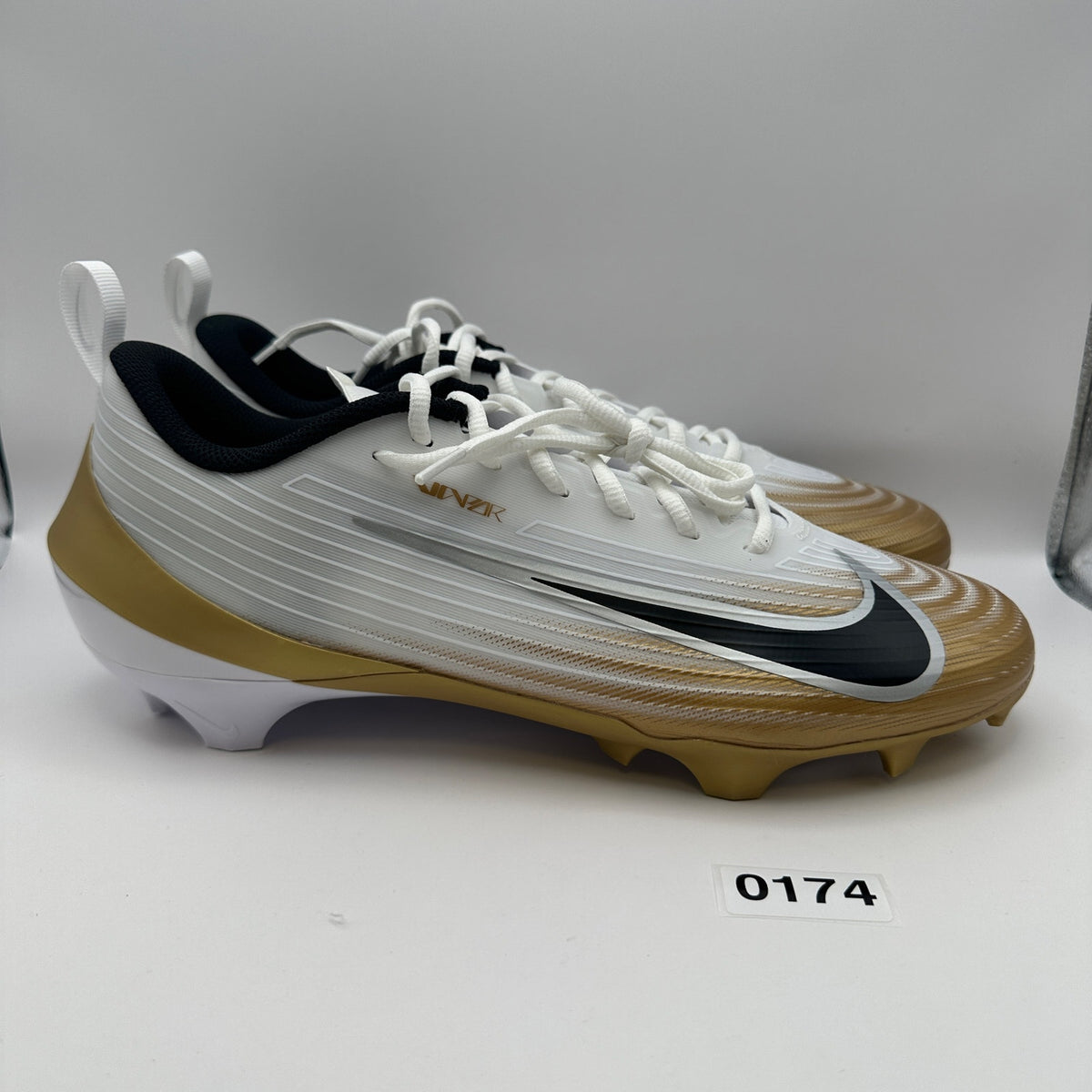 NIKE Men's 12 Vapor Speed 3 White/Gold Football Cleats FB3303-103