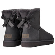 UGG WOMEN'S 6 MINI BAILEY BOW II OBSIDIAN 1016501-OBS NIB