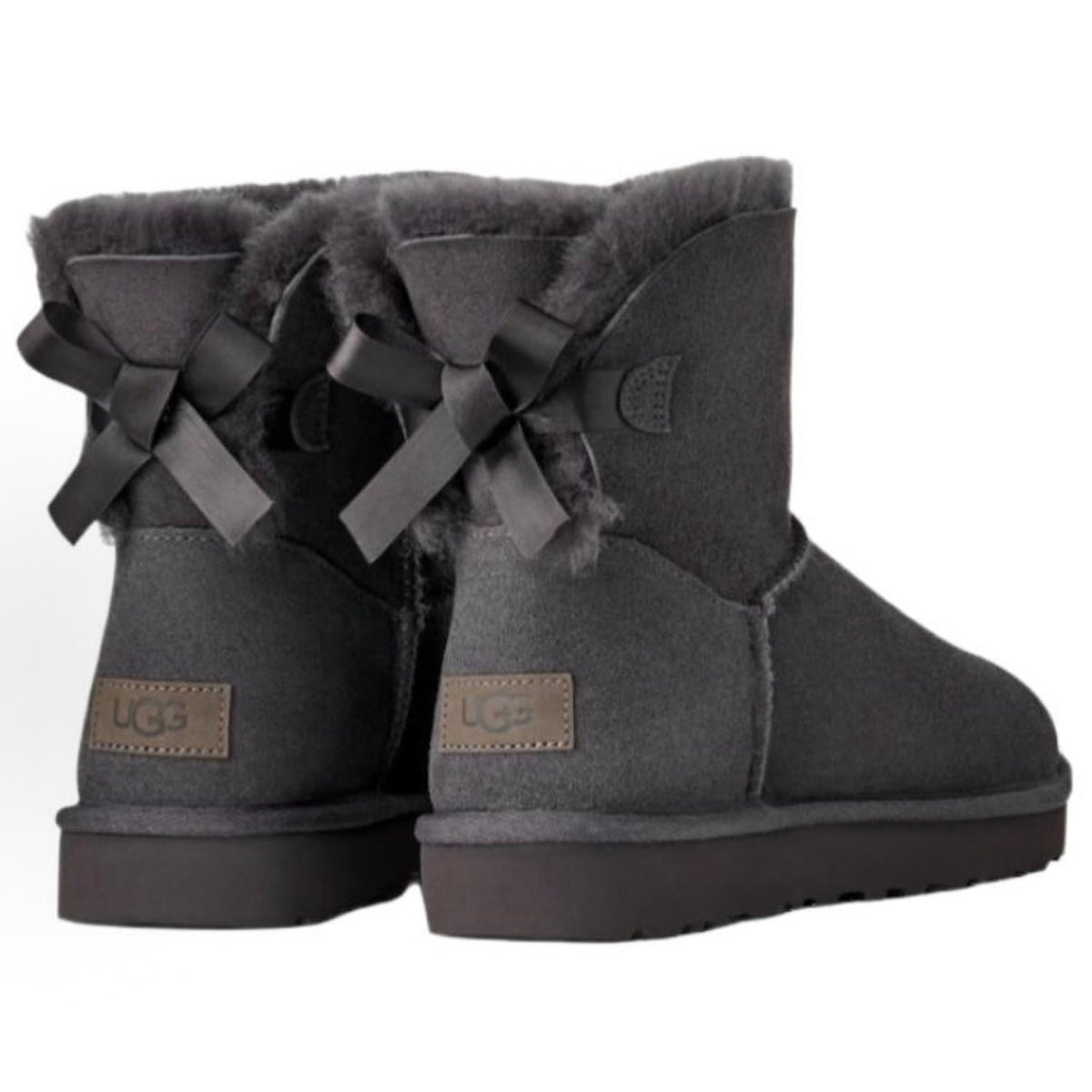 UGG WOMEN'S 6 MINI BAILEY BOW II OBSIDIAN 1016501-OBS NIB