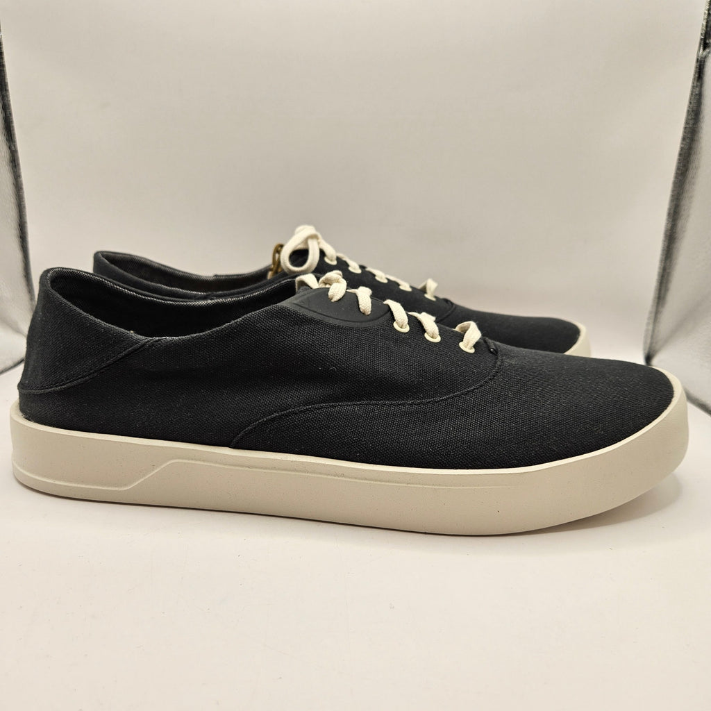 OLUKAI MEN'S 14 TRADEWIND BLACK LAVA ROCK LIGHTWEIGHT CANVAS COMFORT SHOES NWOB