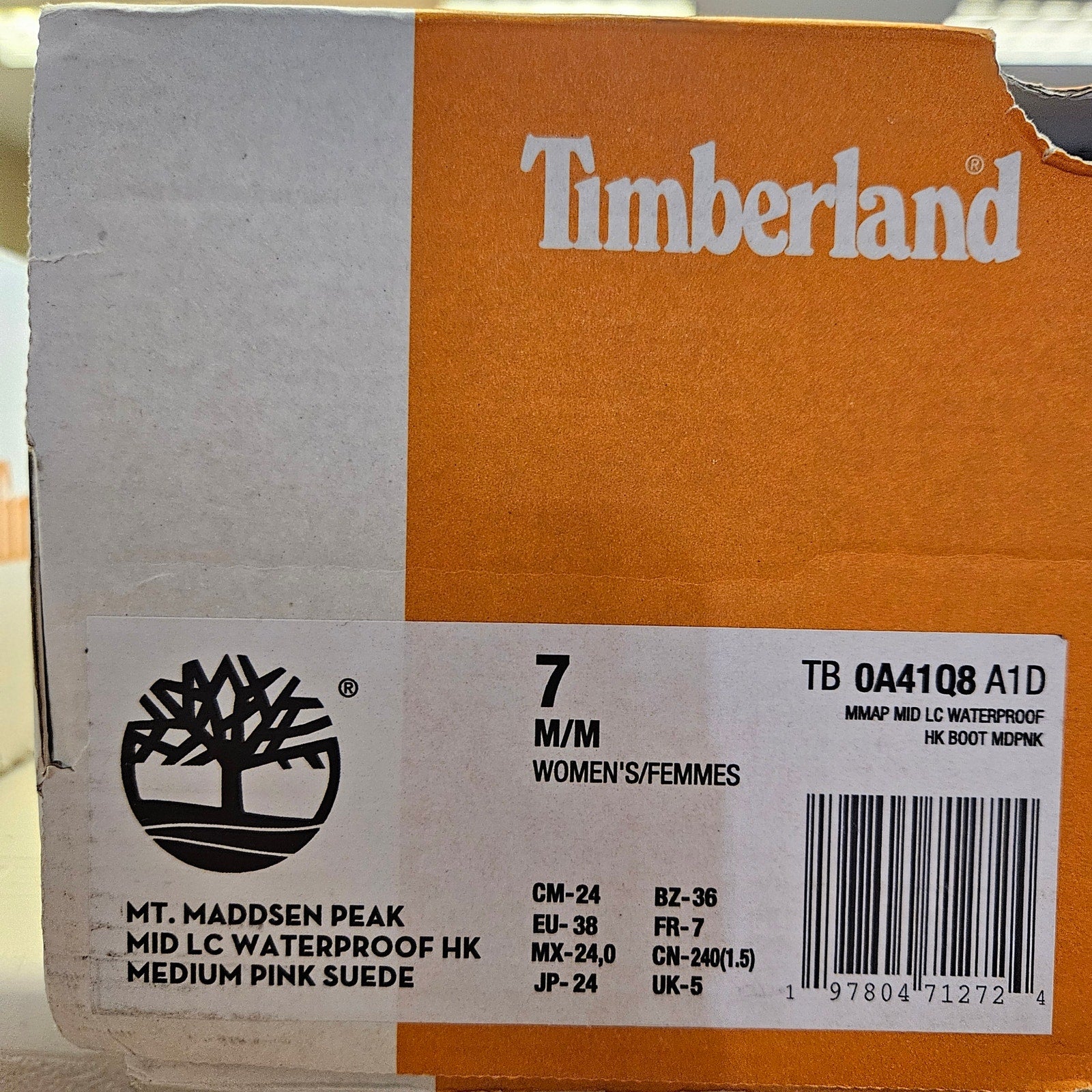 TIMBERLAND WOMEN'S 7 MT MADDSEN PEAK MEDIUM PINK NIB WATERPROOF HIKING