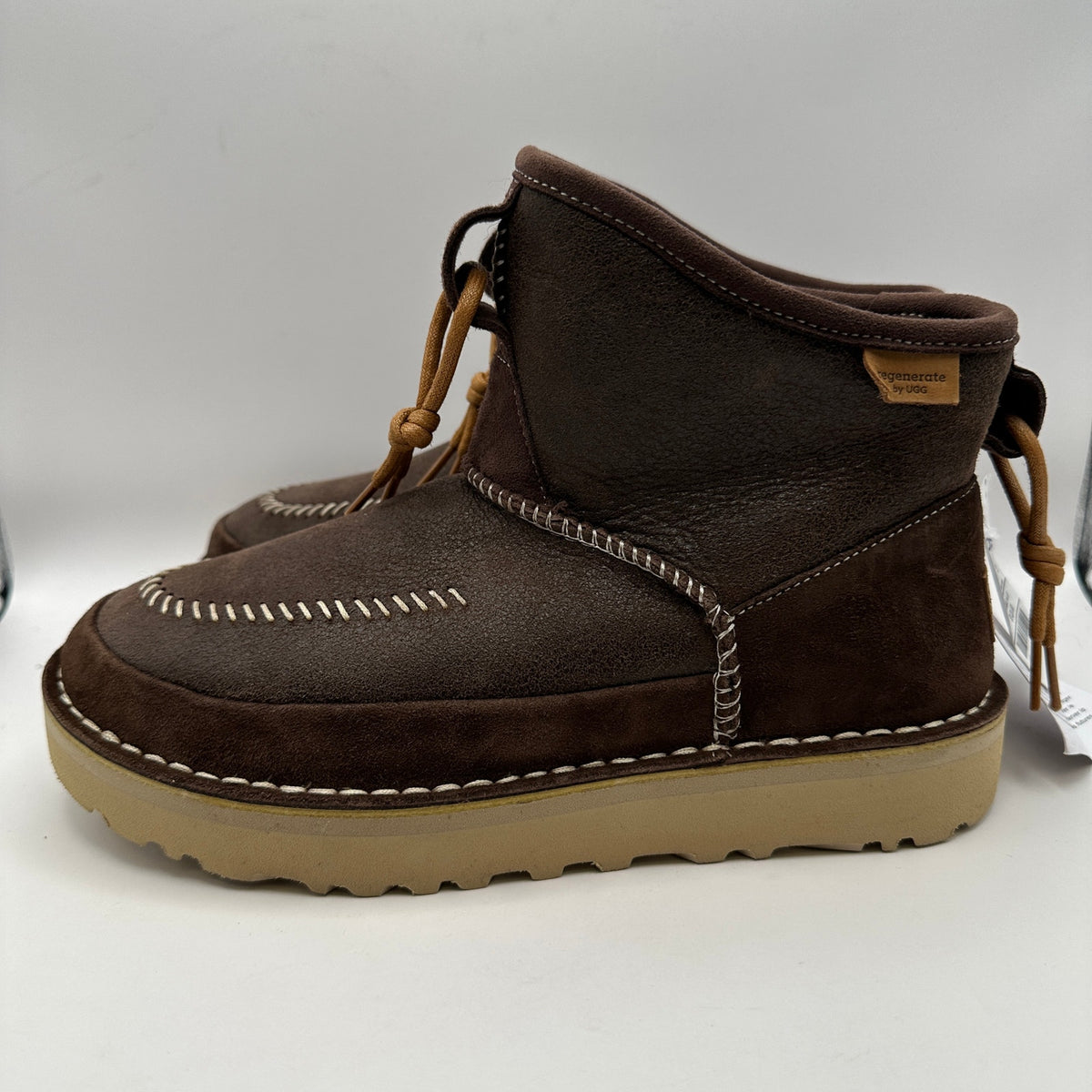 UGG Women's 5 Campfire Crafted Regenerate Suede Leather Brown Boots 1144017 NWOB