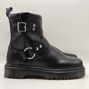 DR MARTENS WOMEN'S 6 ANISTONE HRNS BLACK SMOOTH LEATHER BIKER BOOTS