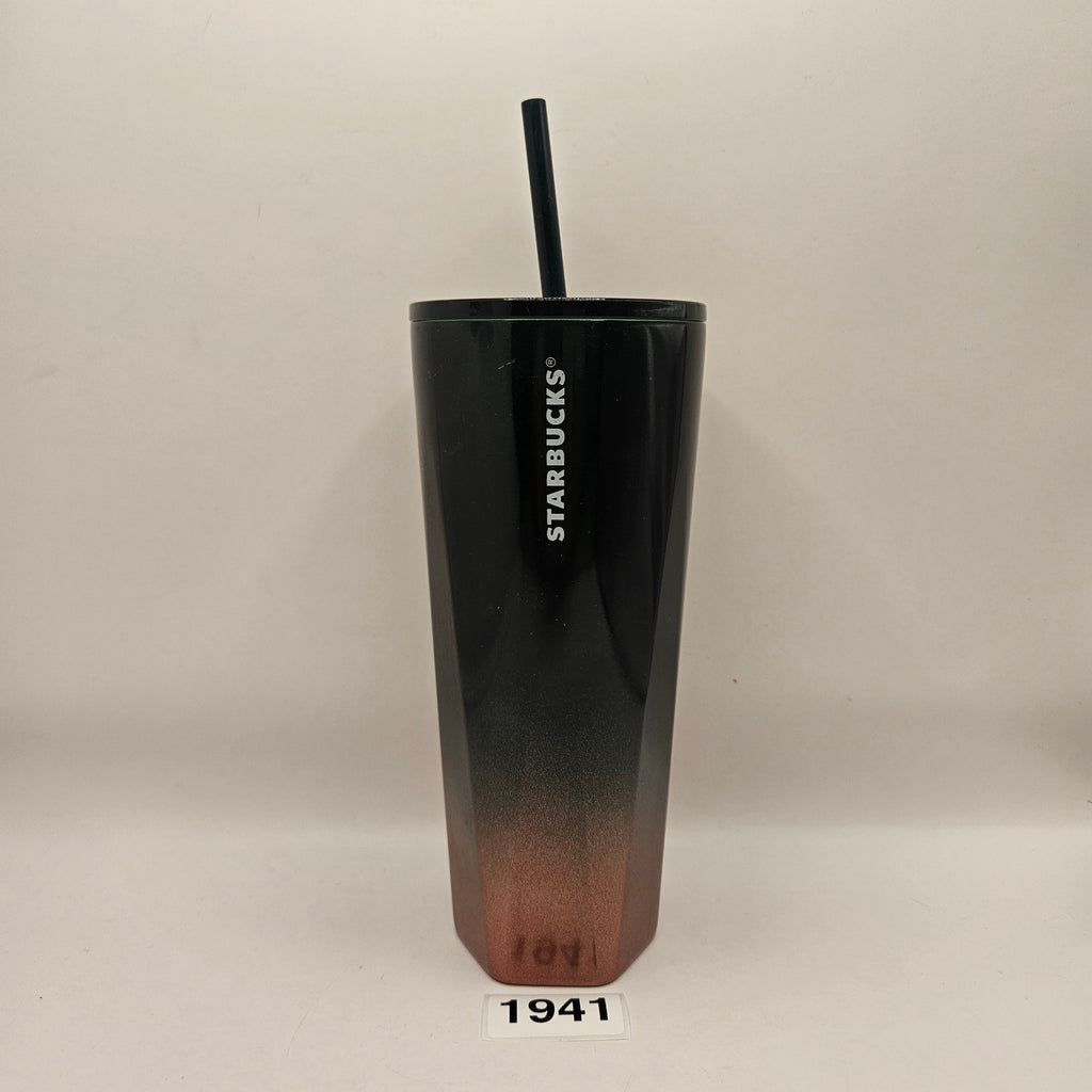 STARBUCKS WINTER HOLIDAY GREEN & ROSE GOLD GLITTER TUMBLER NWT