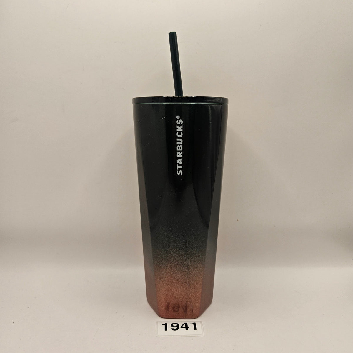 STARBUCKS WINTER HOLIDAY GREEN & ROSE GOLD GLITTER TUMBLER NWT