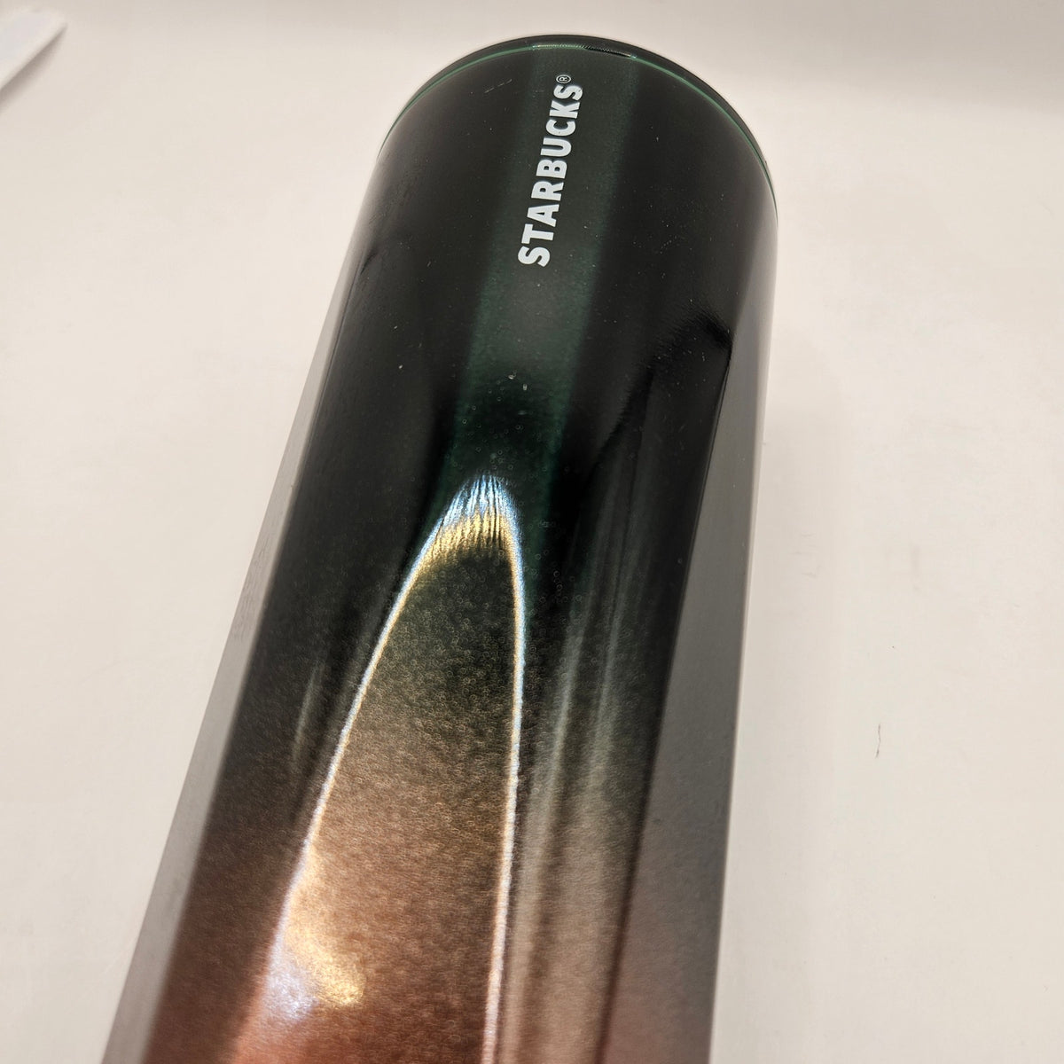 STARBUCKS WINTER HOLIDAY GREEN & ROSE GOLD GLITTER TUMBLER NWT