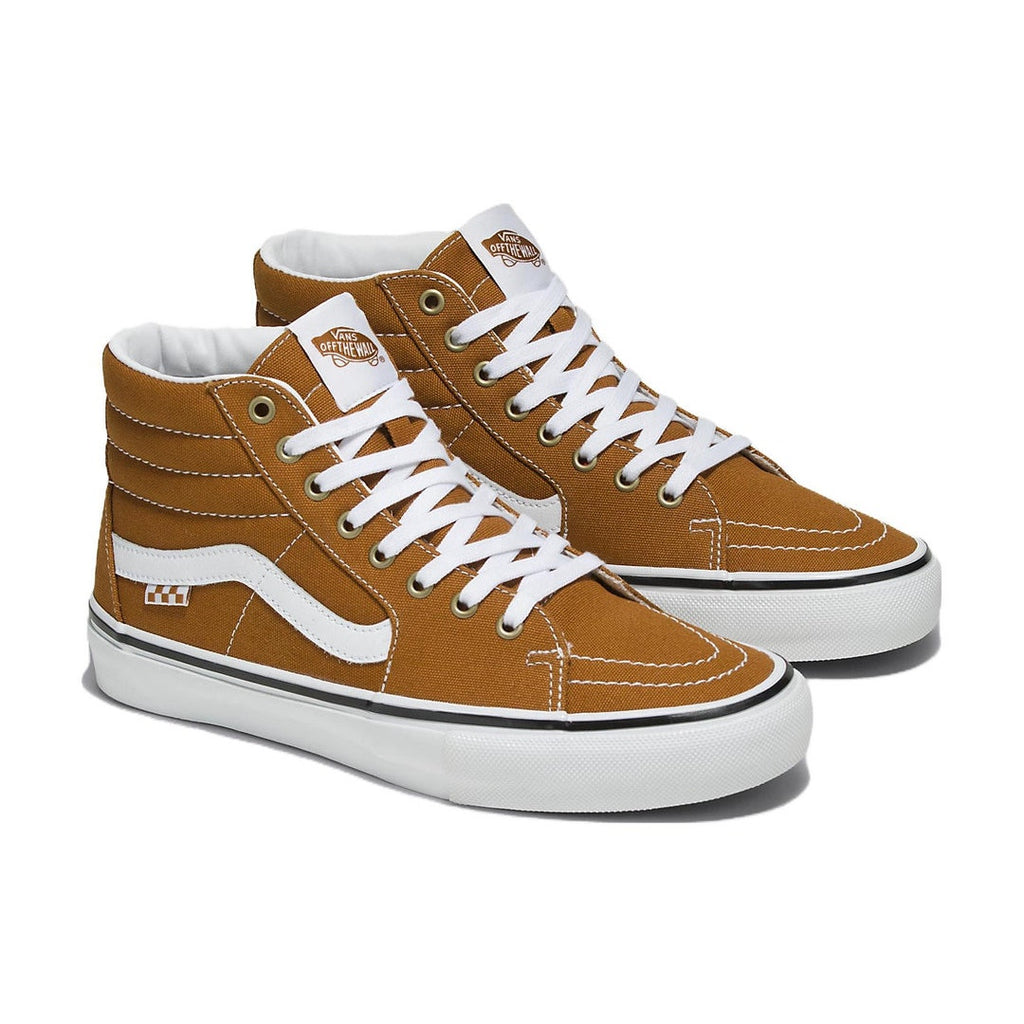 VANS MEN'S 11 SK8 HI GOLDEN BROWN WHEAT WHITE BMX POPCUSH CANVAS NIB