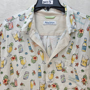 TOMMY BAHAMAS MEN'S XL TALL VERACRUZ CAY SHORT SLEEVE ALL OVER PRINT SHIRT BEIGE
