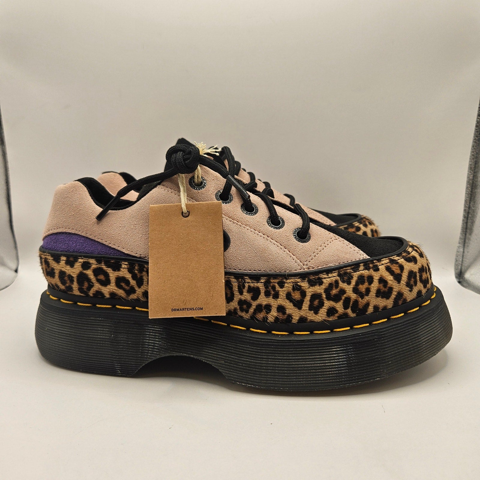DR MARTENS WOMEN'S 8 BUZZ 5 EYE LEOPARD SUEDE PINK SUEDE PURPLE NWOB